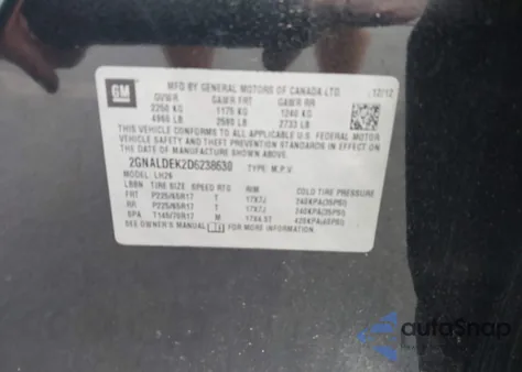 2013 Chevrolet Equinox 1Lt from USA, damaged, VIN 2GNALDEK2D6238630